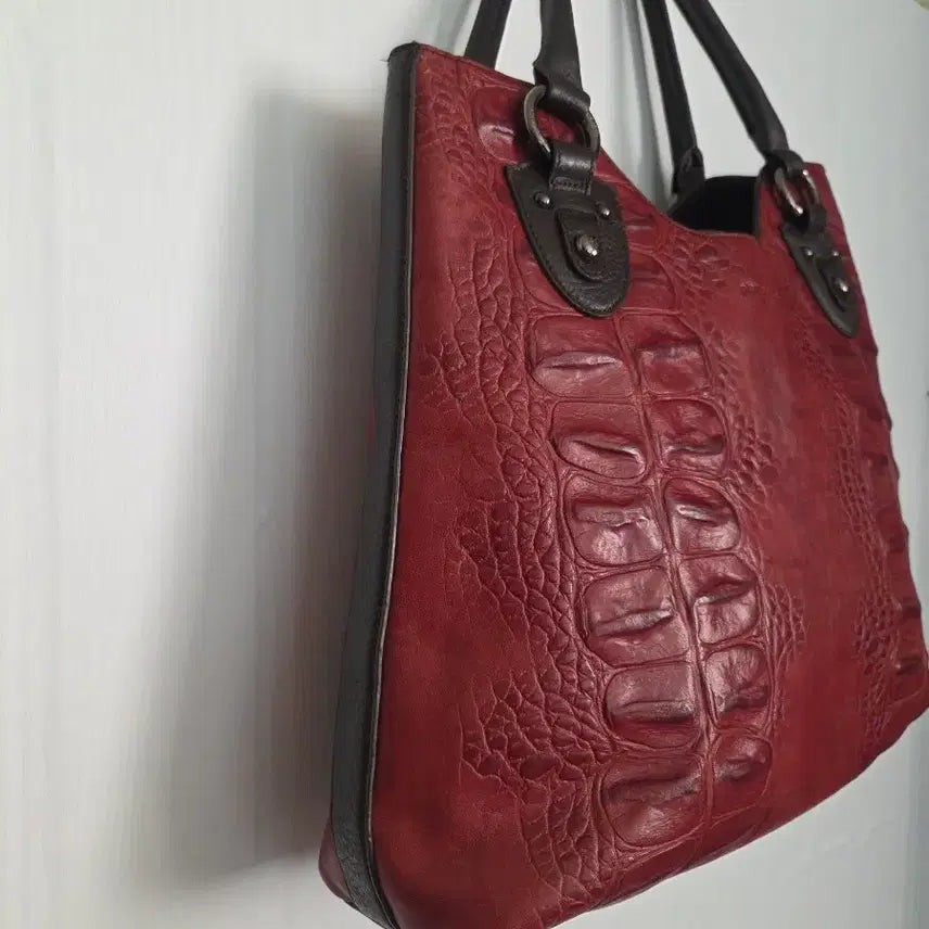 [BUNJANG] Pierre Cardin Red Crocodile Tote Bag / 피에르가르뎅 레드 크로커 토트백,숄더백