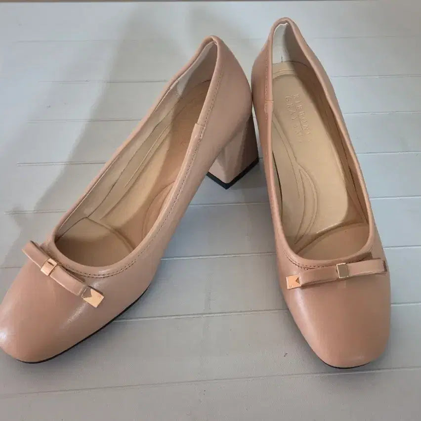 [BUNJANG] Pink Beige Ribbon Pumps Handmade Shoes / (새상품)발편한 핑크 베이지 리본 펌프스 수제화