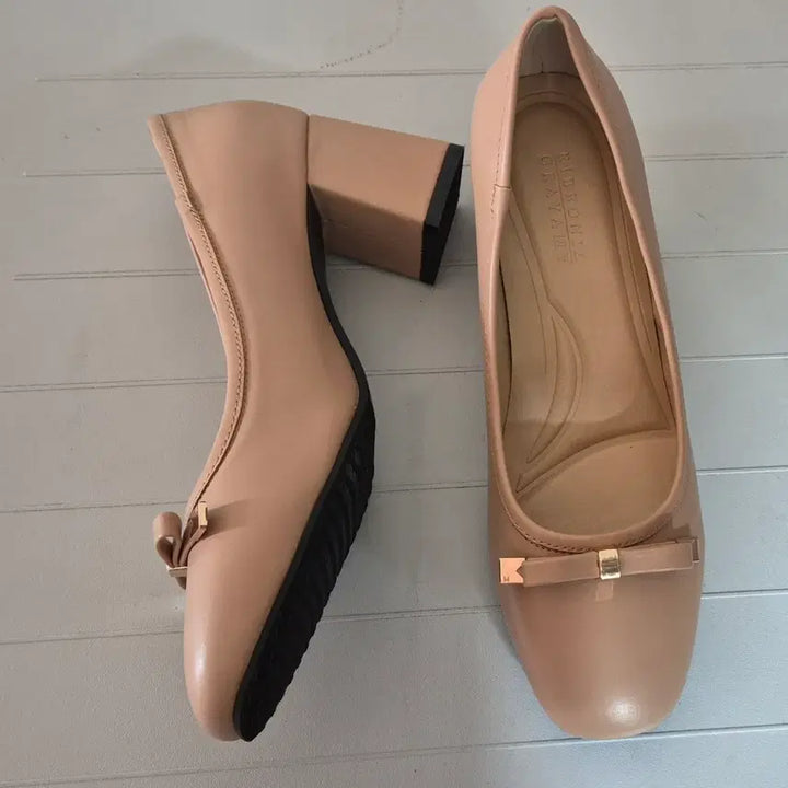 [BUNJANG] Pink Beige Ribbon Pumps Handmade Shoes / (새상품)발편한 핑크 베이지 리본 펌프스 수제화
