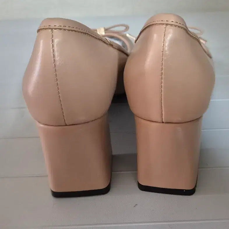[BUNJANG] Pink Beige Ribbon Pumps Handmade Shoes / (새상품)발편한 핑크 베이지 리본 펌프스 수제화