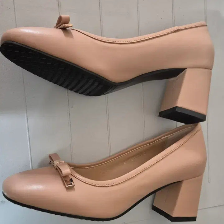 [BUNJANG] Pink Beige Ribbon Pumps Handmade Shoes / (새상품)발편한 핑크 베이지 리본 펌프스 수제화