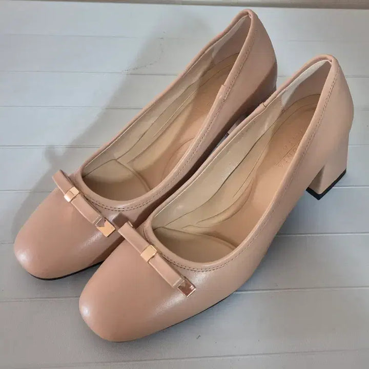 [BUNJANG] Pink Beige Ribbon Pumps Handmade Shoes / (새상품)발편한 핑크 베이지 리본 펌프스 수제화