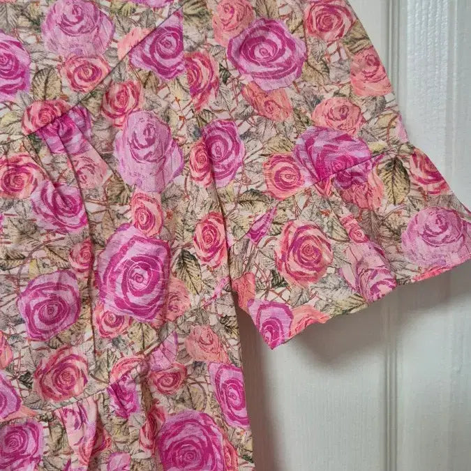 [BUNJANG] Rennybon Rose Pattern Midi Dress / 레니본 여름 원피스