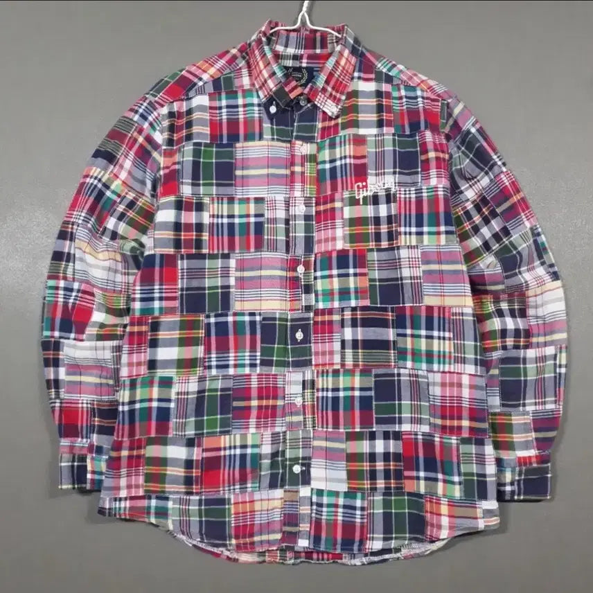 [BUNJANG] Savile Row Madras Patchwork Shirt (Size 95) / 새빌로우 마드라스 패치워크 셔츠(95)