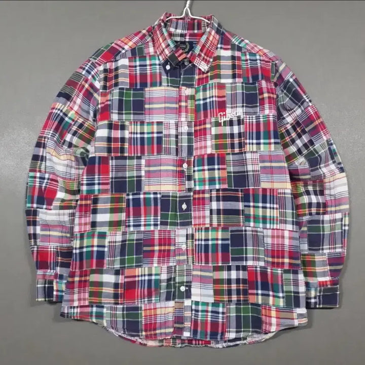 [BUNJANG] Savile Row Madras Patchwork Shirt (Size 95) / 새빌로우 마드라스 패치워크 셔츠(95)