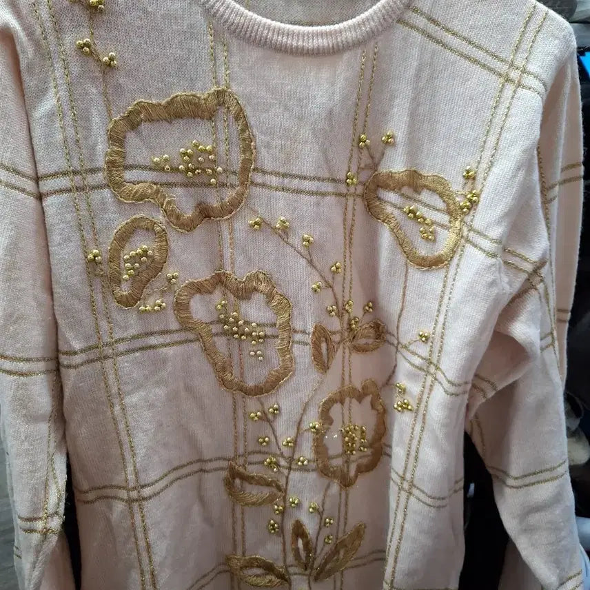 [BUNJANG] Verdi Floral Pattern Knit Top (Pink, Size 66) / Verdi 핑크색 꽃무늬 니트 66