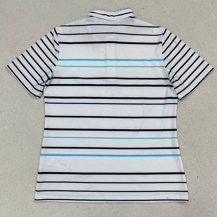 [BUNJANG] Greenjoy Striped Half-Zip Polo Shirt / M 그린조이 스트라이프 반집업 카라 반팔티셔츠 0325-2