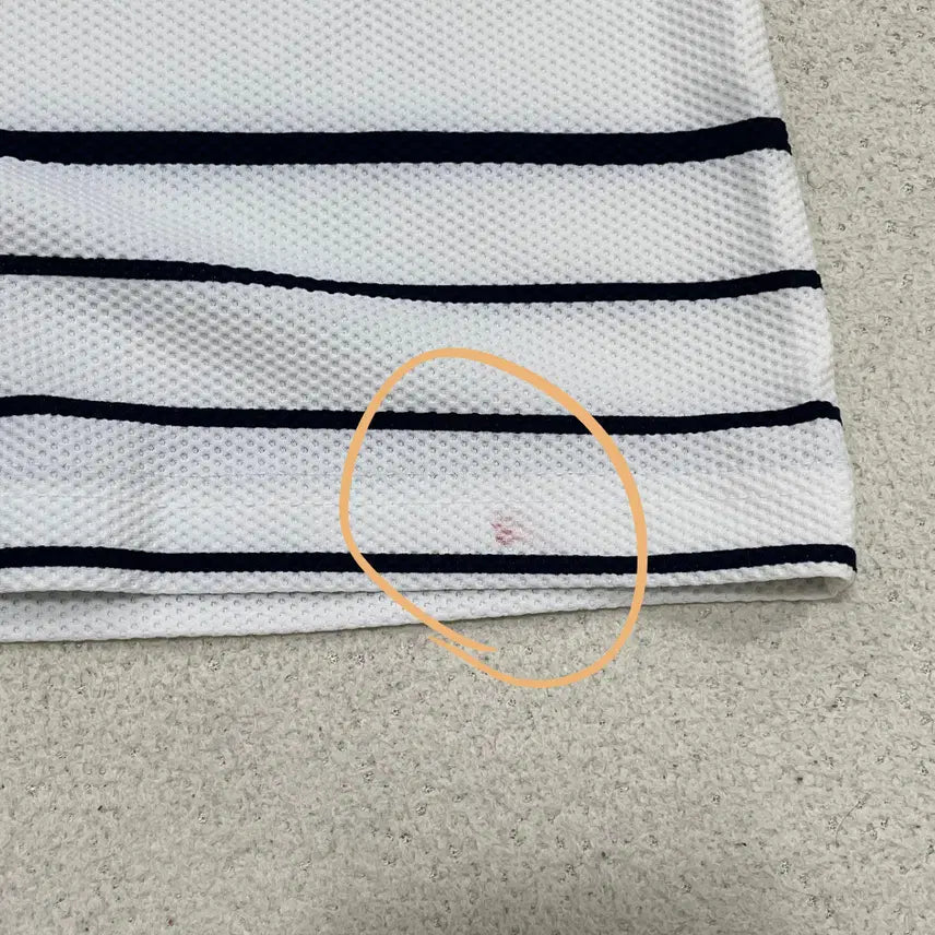 [BUNJANG] Greenjoy Striped Half-Zip Polo Shirt / M 그린조이 스트라이프 반집업 카라 반팔티셔츠 0325-2