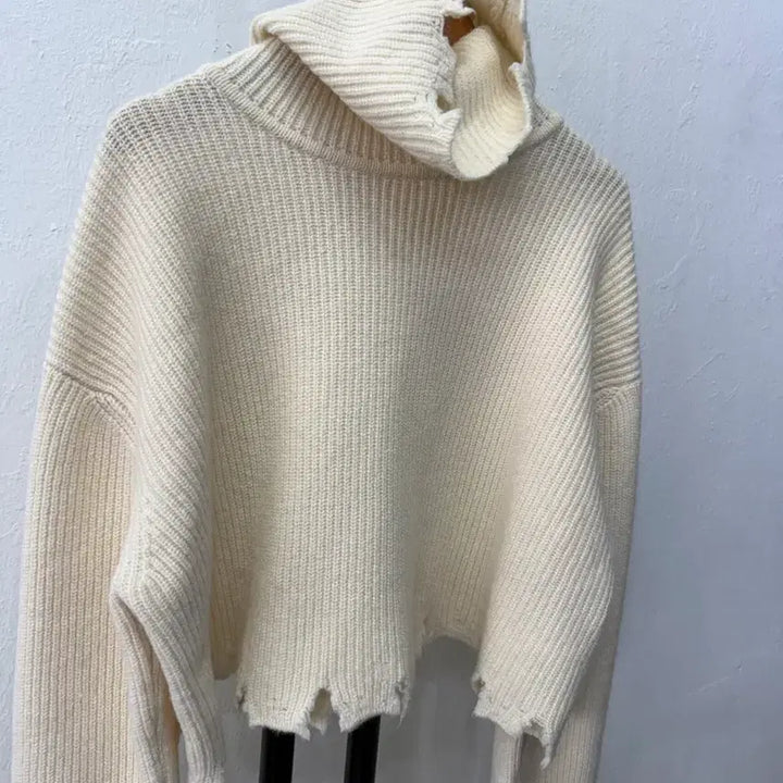 [BUNJANG] System 23SS Oversized Crop Knit Sweater / 정품) 시스템 한섬 23ss 오버핏 크롭 데미지 니트 스웨터 90