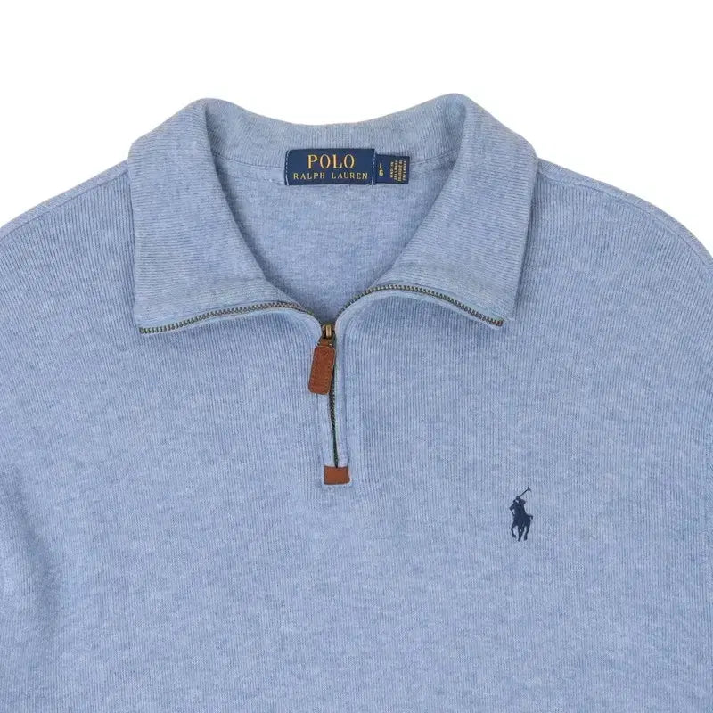 [BUNJANG] Polo Ralph Lauren Light Blue Half-Zip Knit Sweater / 폴로 랄프로렌 라이트 블루 하프집업 니트