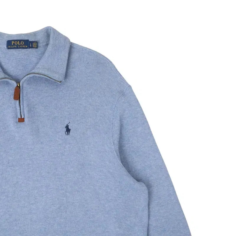 [BUNJANG] Polo Ralph Lauren Light Blue Half-Zip Knit Sweater / 폴로 랄프로렌 라이트 블루 하프집업 니트