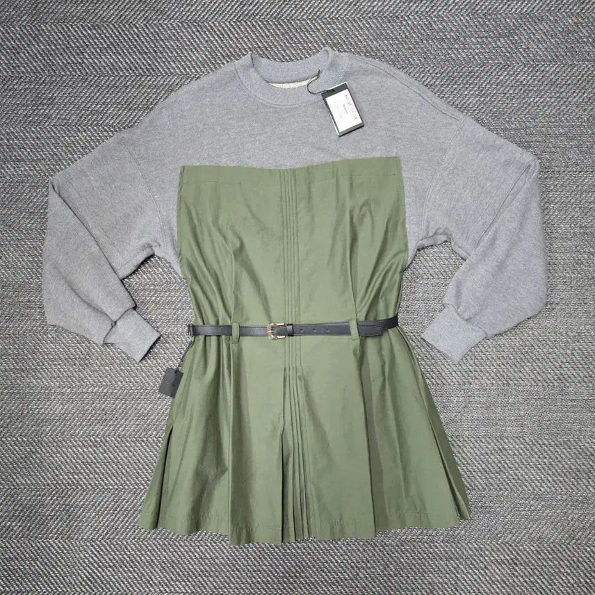 [BUNJANG] System 22SS Belted Dress - Khaki/Grey / 한섬 시스템 22ss SYSTEM  벨트 원피스 카키/회색