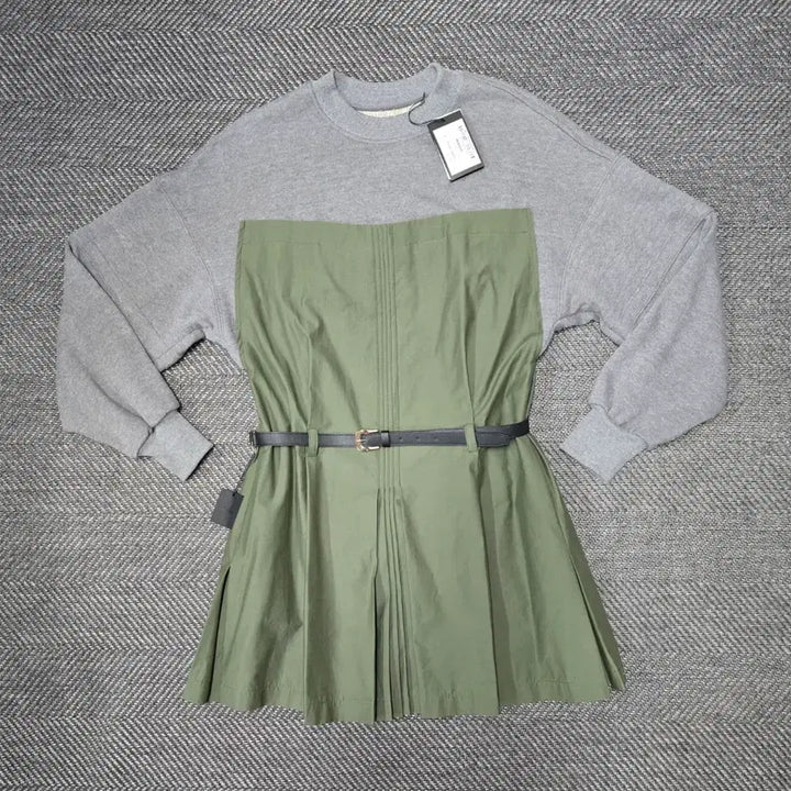[BUNJANG] System 22SS Belted Dress - Khaki/Grey / 한섬 시스템 22ss SYSTEM  벨트 원피스 카키/회색