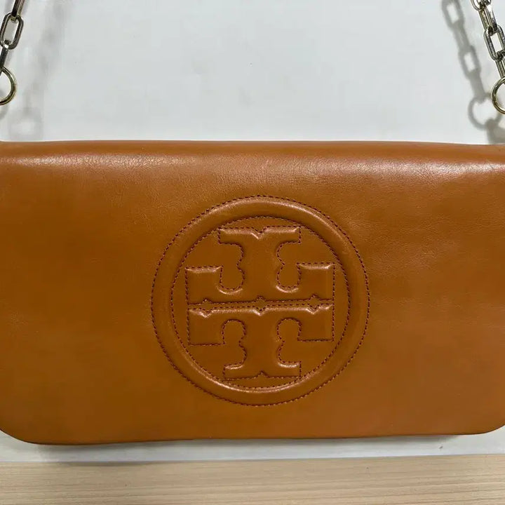 [BUNJANG] Tory Burch Brown Leather Chain Shoulder Bag / 토리버치 브라운 가죽 체인 숄더백
