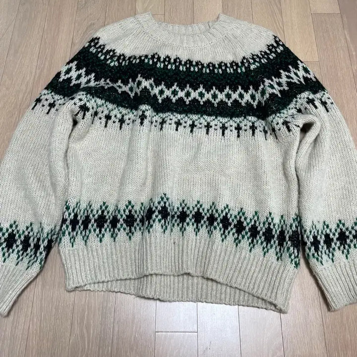 [BUNJANG] Snowflake Argyle Pattern Nordic Knit Sweater / 떨이)눈꽃 아가일 패턴 노르딕 니트