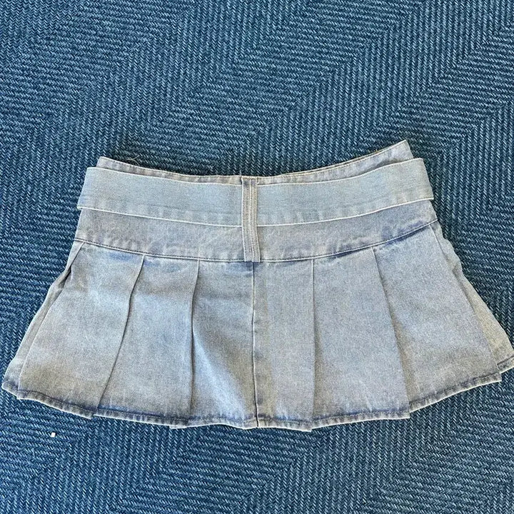 [BUNJANG] Pleated Low-Waist Skirt with Belt Set / 새상품/ 벨트 세트 플리츠 골반 스커트