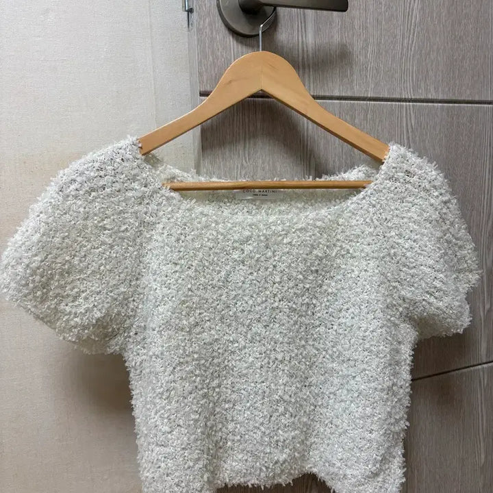 [BUNJANG] White Textured Knit T-shirt / 반팔니트