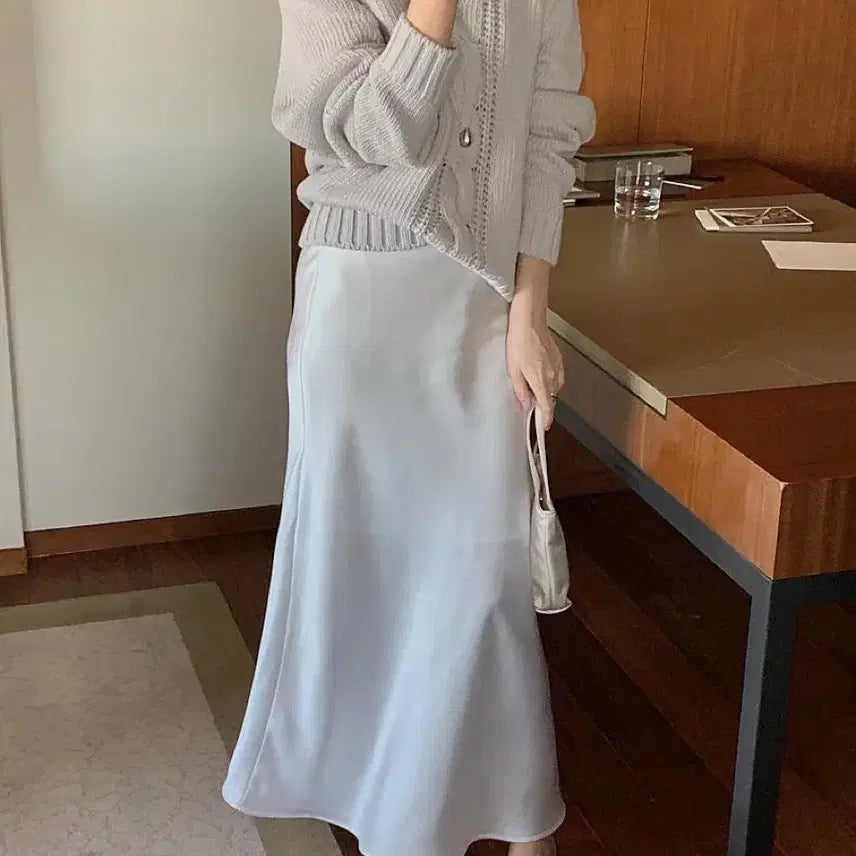 [BUNJANG] Miel Satin Long Skirt (Size M) / 미엘miel 새틴롱스커트m 새상품