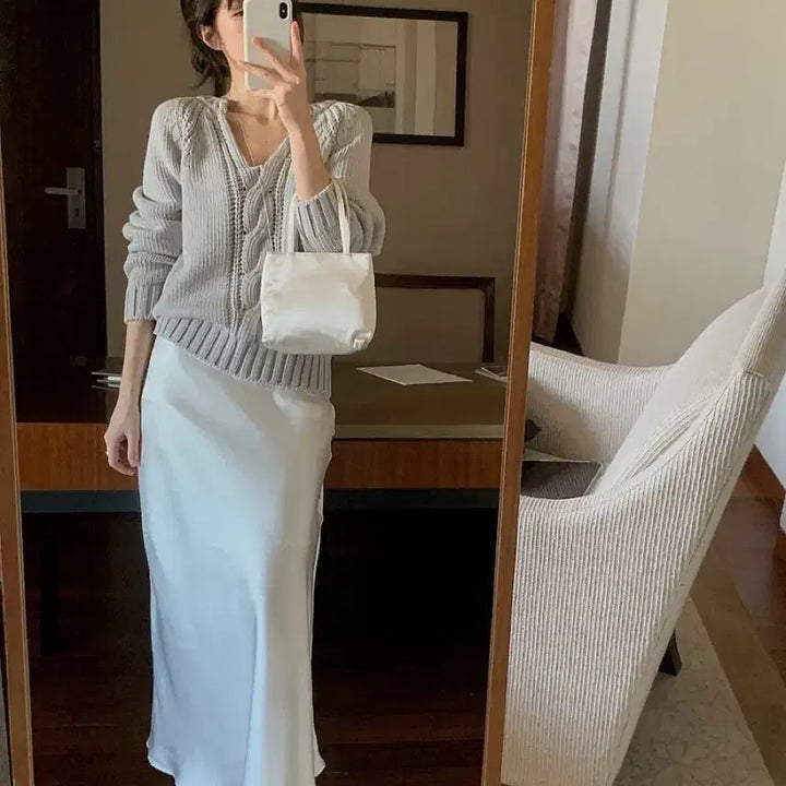 [BUNJANG] Miel Satin Long Skirt (Size M) / 미엘miel 새틴롱스커트m 새상품