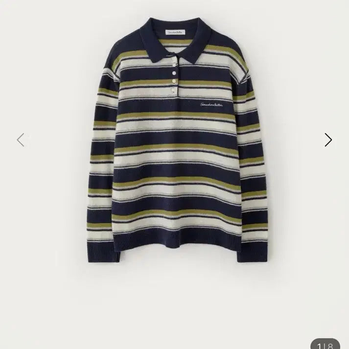 [BUNJANG] Somewherebut Stripe Collar Knit / 썸웨어버터 스트라이프 카라니트