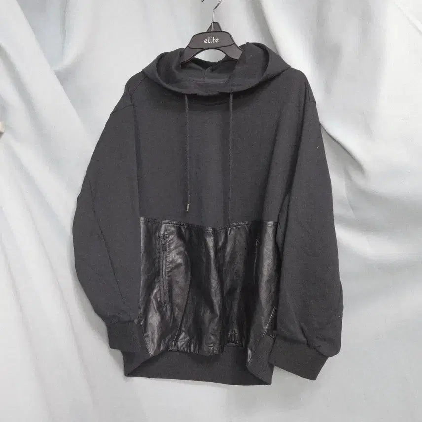 [BUNJANG] System Leather Hooded T-Shirt / 시스템 레더 후드티 FREE