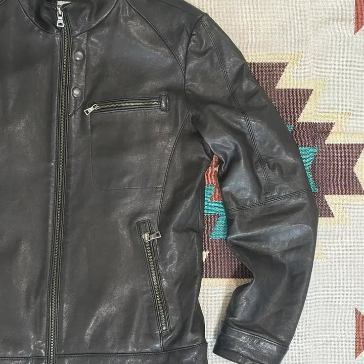 [BUNJANG] Carte Blanche Genuine Sheepskin Leather Single Rider Biker Jacket / 까르뜨블랑슈 양가죽 바이커 싱글 라이더 자켓
