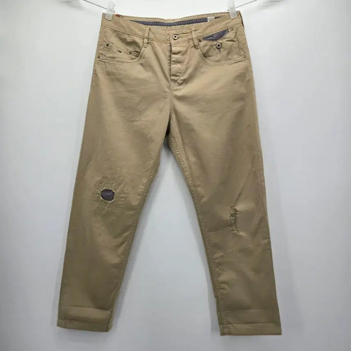 [SOLD OUT] 타미힐피거 베이지 데미지 면청 데님 [D50452]