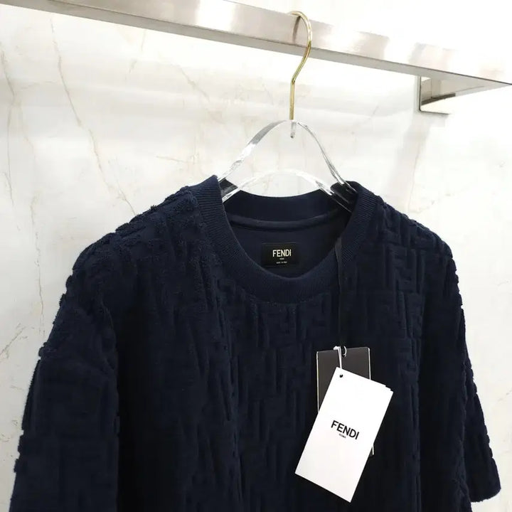 [BUNJANG] Fendi Navy Terry Short Sleeve T-Shirt M / M / 펜디 FF 네이비 테리 반팔 티셔츠 FY0936