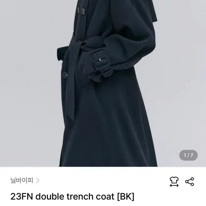 [BUNJANG] NilbyP Black Double Trench Coat / 닐바이피 블랙 더블 트렌치코트 미들 기장