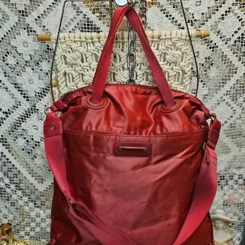 [BUNJANG] Mandarina Duck Red Crossbody Tote Bag / 만다리나덕레드 크로스백 겸 토트백