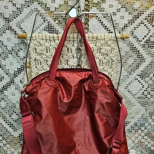 [BUNJANG] Mandarina Duck Red Crossbody Tote Bag / 만다리나덕레드 크로스백 겸 토트백
