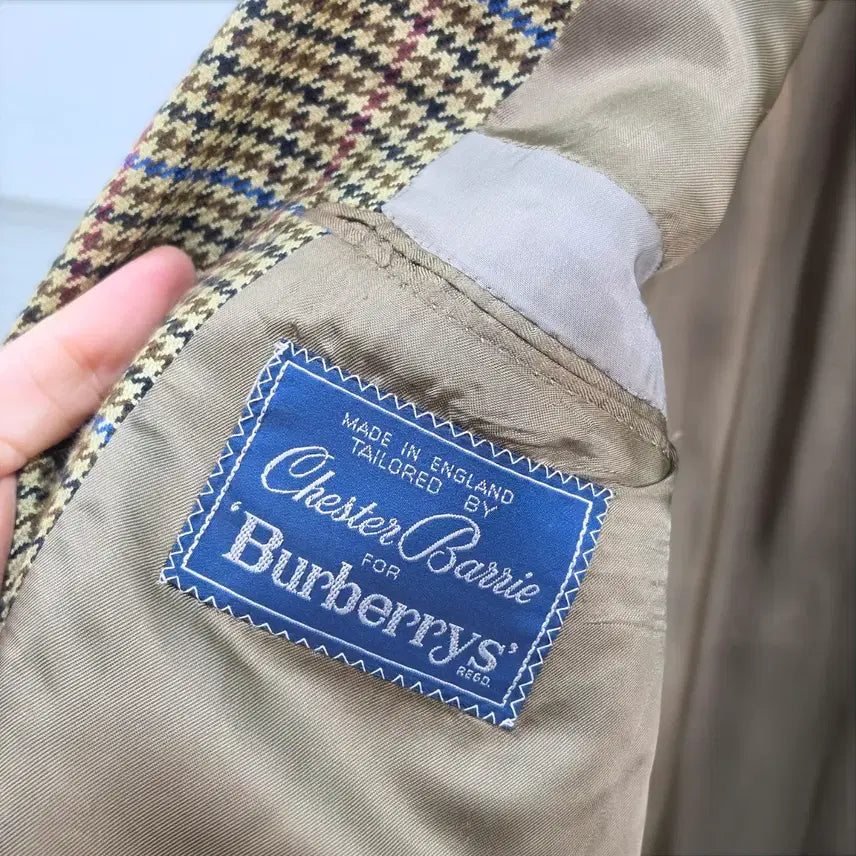 [BUNJANG] Burberry Houndstooth Cashmere Blazer / 80-90s 영국산 버버리 캐시미어100 하운드투스 블레이져- M정도