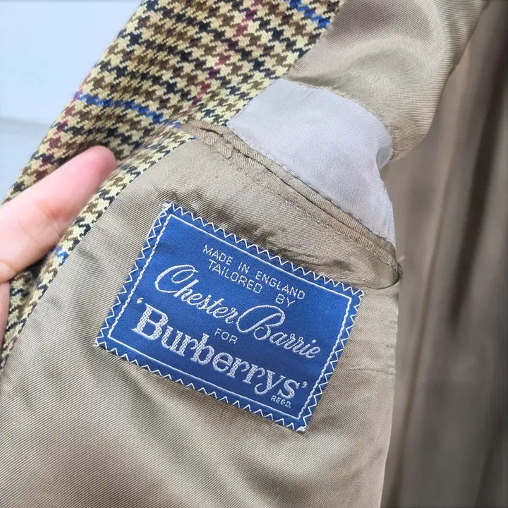 [BUNJANG] Burberry Houndstooth Cashmere Blazer / 80-90s 영국산 버버리 캐시미어100 하운드투스 블레이져- M정도