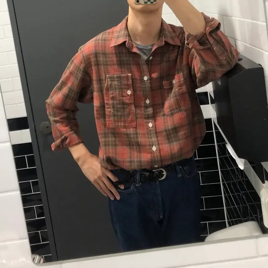 [BUNJANG] The Rescue Teddy Checkered Shirt / 더레스큐 테디 셔츠