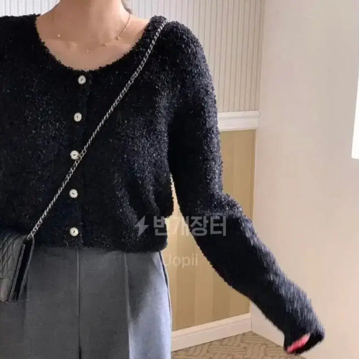 [SOLD OUT] 미엘 엘르 가디건 트위드 검정