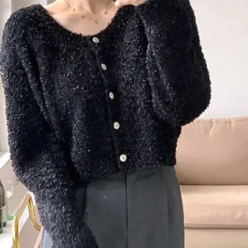 [SOLD OUT] 미엘 엘르 가디건 트위드 검정