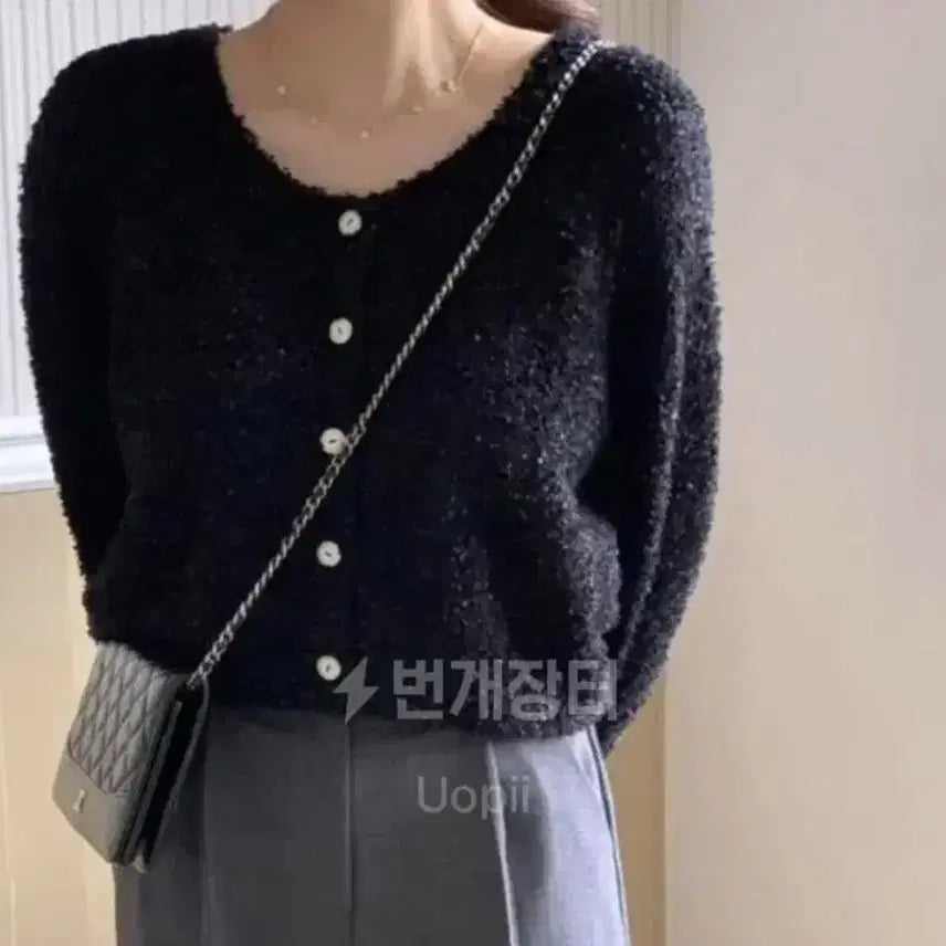 [SOLD OUT] 미엘 엘르 가디건 트위드 검정