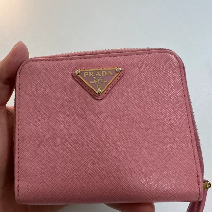 [BUNJANG] Prada Saffiano Leather Pink Bi-fold Wallet / 프라다 사피아노 가죽 핑크 반지갑