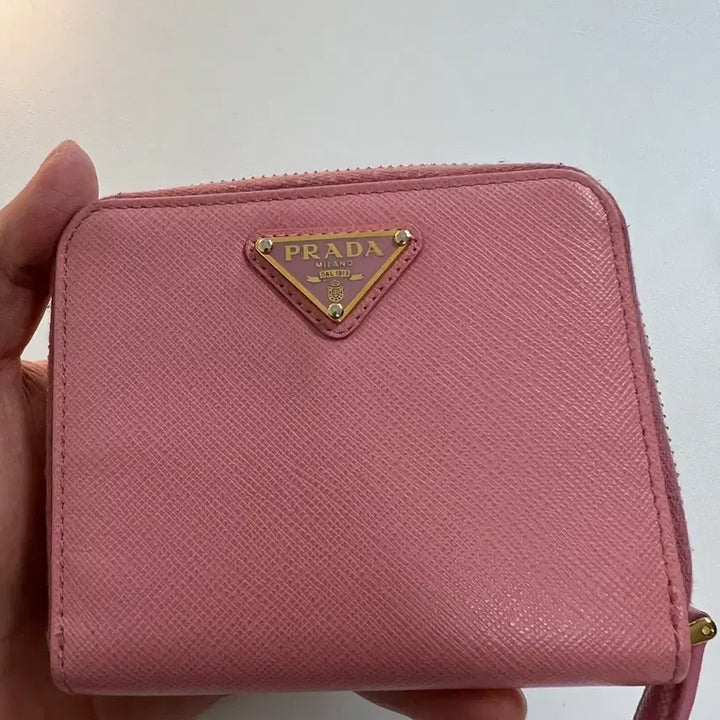 [BUNJANG] Prada Saffiano Leather Pink Bi-fold Wallet / 프라다 사피아노 가죽 핑크 반지갑