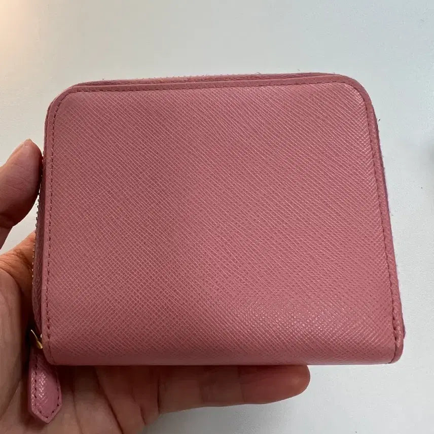 [BUNJANG] Prada Saffiano Leather Pink Bi-fold Wallet / 프라다 사피아노 가죽 핑크 반지갑