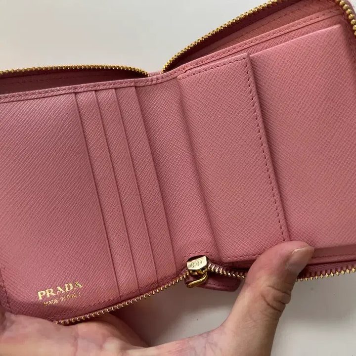 [BUNJANG] Prada Saffiano Leather Pink Bi-fold Wallet / 프라다 사피아노 가죽 핑크 반지갑