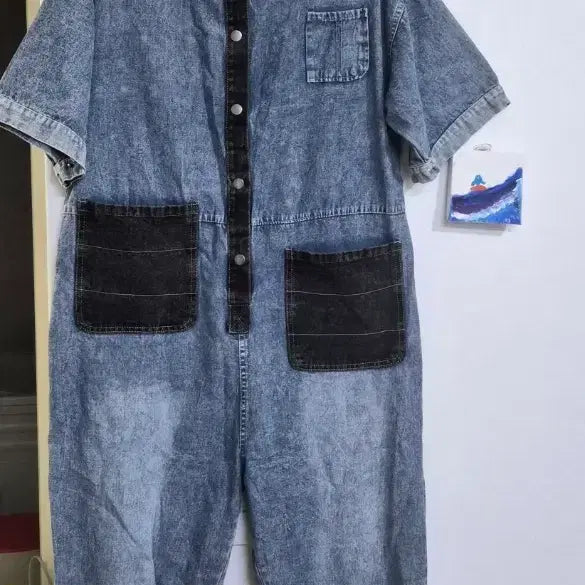 [BUNJANG] Denim Jumpsuit Short Sleeve / 데님 점프수트 반팔