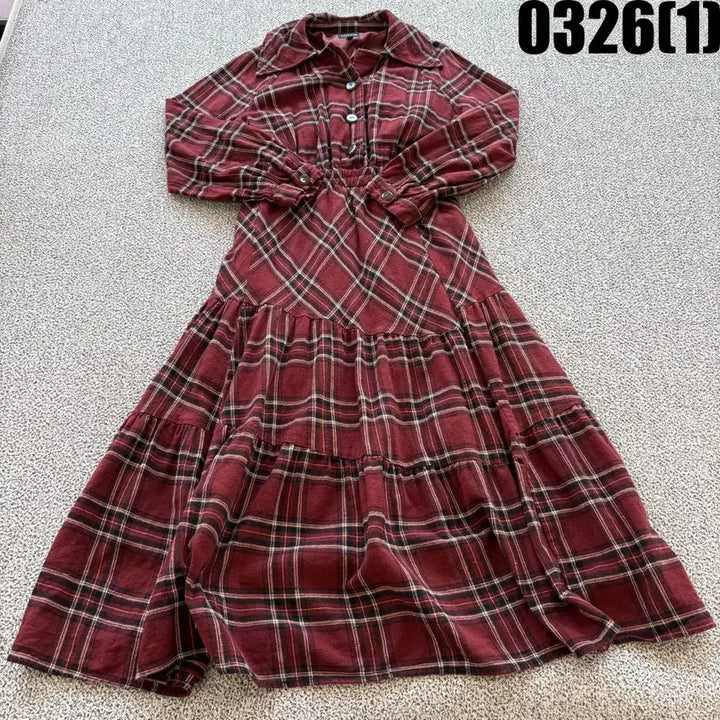 [SOLD OUT] 플라스틱아이슬랜드 레드 체크 롱 원피스 M
