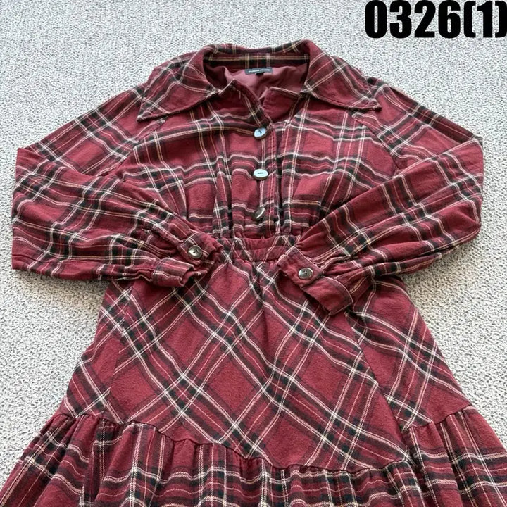 [SOLD OUT] 플라스틱아이슬랜드 레드 체크 롱 원피스 M