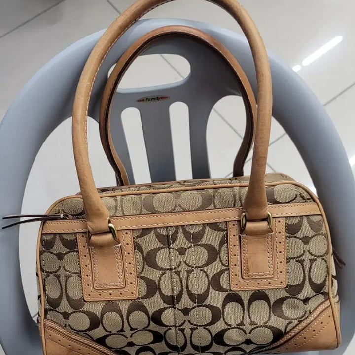 [BUNJANG] Coach Signature Canvas Boston Bag Brown / 코치 시그니처 캔버스 보스턴 백 브라운