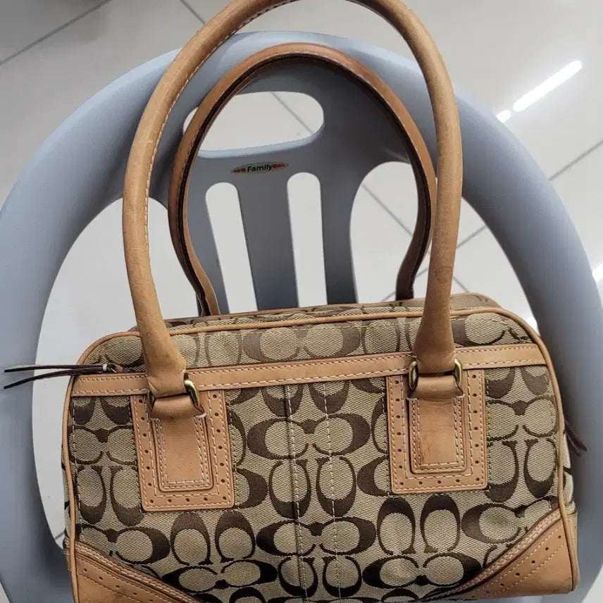 [BUNJANG] Coach Signature Canvas Boston Bag Brown / 코치 시그니처 캔버스 보스턴 백 브라운