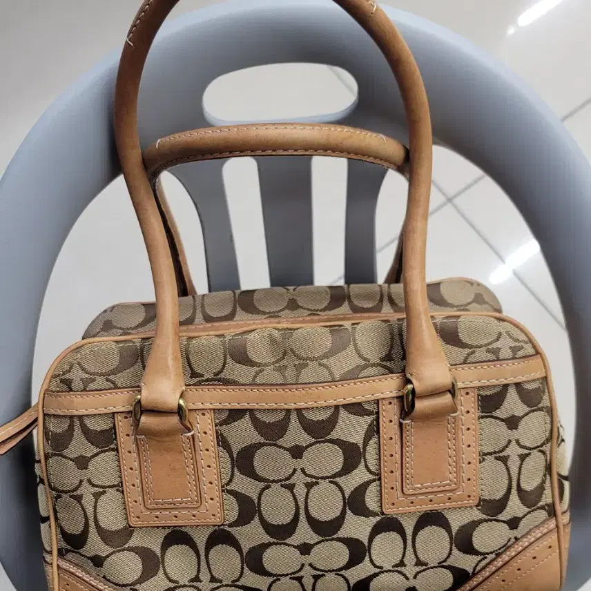 [BUNJANG] Coach Signature Canvas Boston Bag Brown / 코치 시그니처 캔버스 보스턴 백 브라운