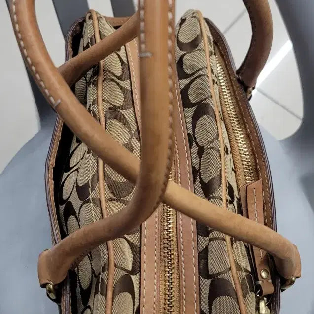 [BUNJANG] Coach Signature Canvas Boston Bag Brown / 코치 시그니처 캔버스 보스턴 백 브라운