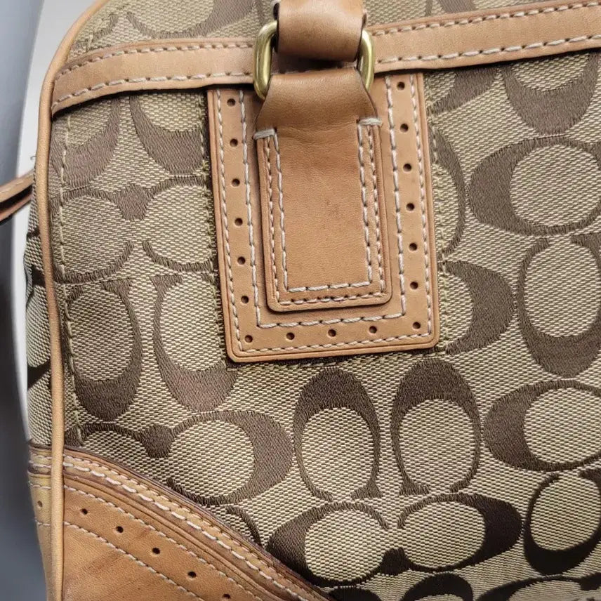 [BUNJANG] Coach Signature Canvas Boston Bag Brown / 코치 시그니처 캔버스 보스턴 백 브라운