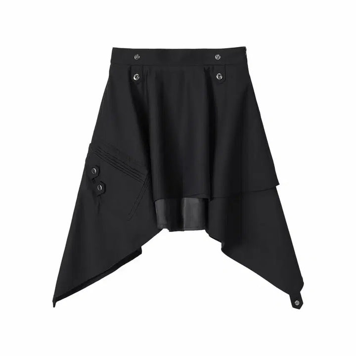 [BUNJANG] Wooralong Asymmetric Unbalanced Layered Skirt Black / 새상품) 우알롱 어시메트릭 언밸런스 레이어드 스커트 블랙